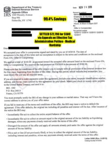 A taxpayer facing medical hardship owed the IRS $72,796. See how Republic Tax Relief helped settle it for $500 through IRS Appeals.