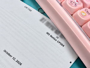A real-world look at an IRS CP504 notice, illustrating the type of collection notice taxpayers may receive when they have an outstanding tax balance.